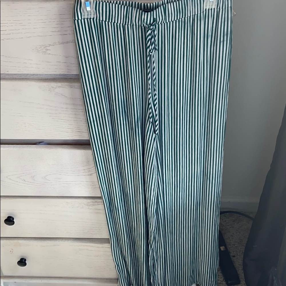 Green & white striped boho pants.